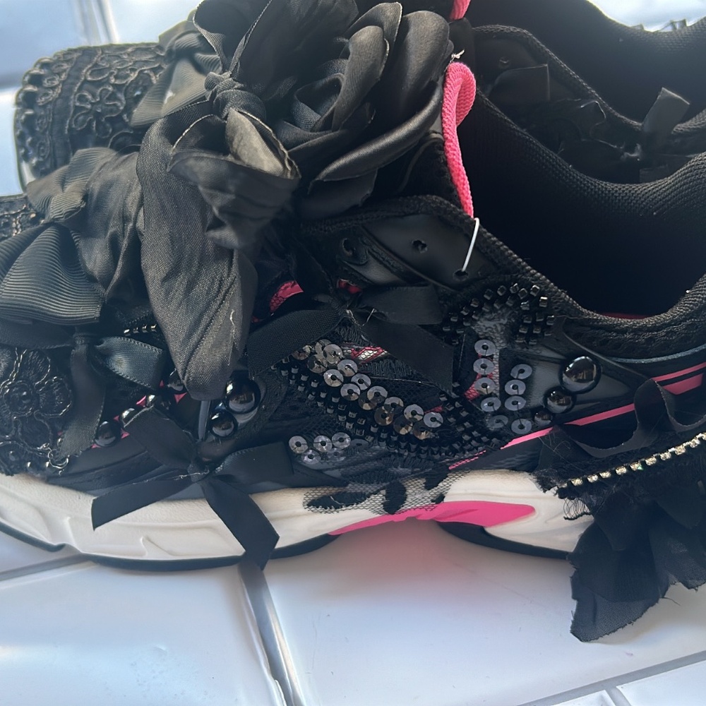 Black Custom Lacey Freestyle Sneakers